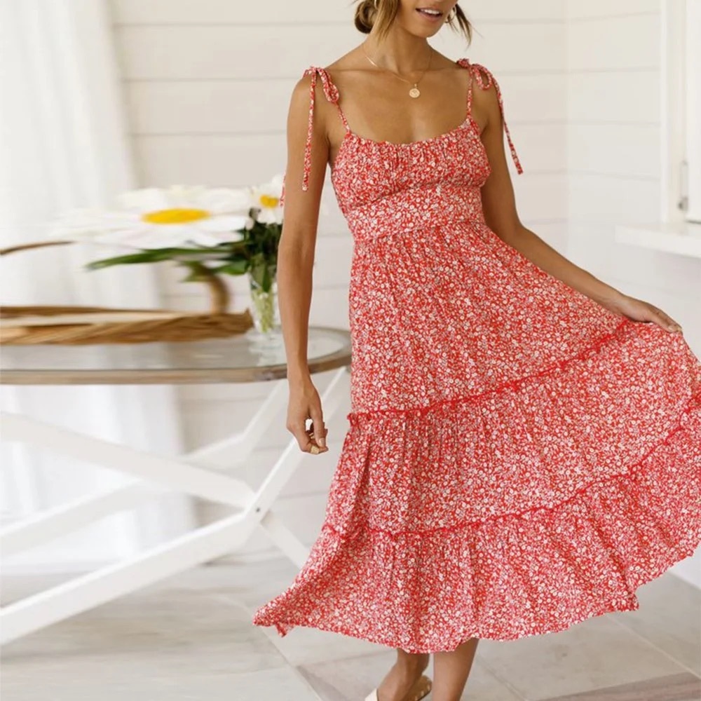 Olivaceous Floral Red Dress Size Medium